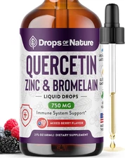 Quercetin with Bromelain & Zinc (5Mg) Liquid Drops – Immune Support for Adults &