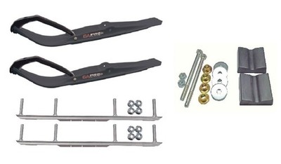 C&A Pro Black Razor Snowmobile Skis w/ 6'' Shaper Bars Complete Kit Arctic Cat