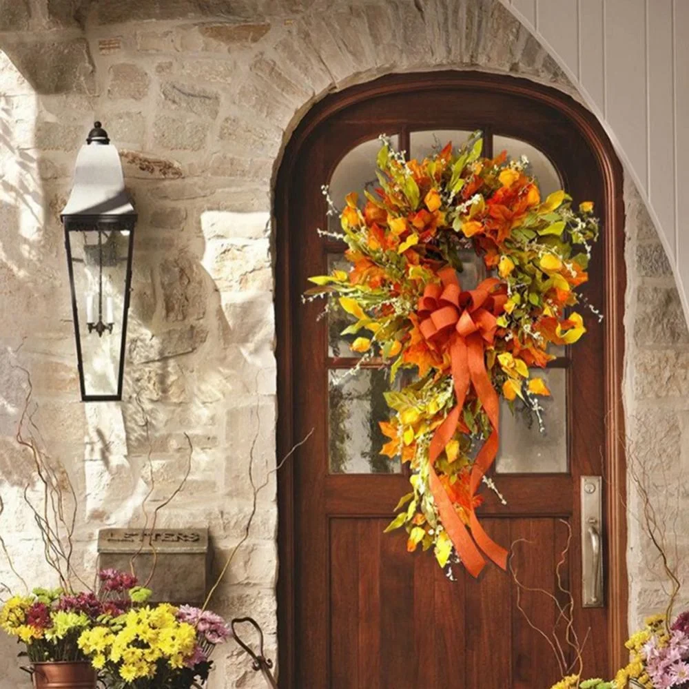23 Inch Artificial Autumn Fall Wreath Fall Door, Autumn Wreaths