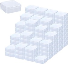 100 Pcs Clear Plastic Bead Storage Containers Box 2.1 x 2.1 x 0.8 Inch Small ...