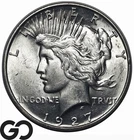 1927-D Peace Dollar, Better Date Denver Issue, Lustrous Choice BU+