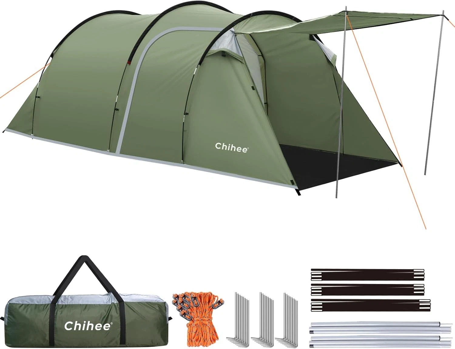 Camping Tents Tunnel Tent 4 Person Family Tents W/ 2 Doors Extra Large