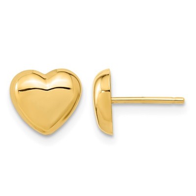 Ohrstecker 10 Karat Gelbgold poliert 8 mm gepufft Herzform für Frau L-7,85 mm