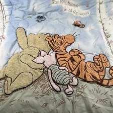 Small Vtg Comforter Classic Pooh Plush Appliques 32"x42" Crown Crafts EUC