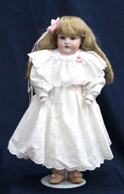 Antique Kestner DEP154 5 1/2 German Bisque Doll 16  Riveted Kid Body Bisque Arms