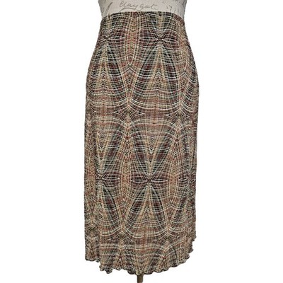 Vintage 90s Pandora Earth Tones Spirograph Textured Knit Midi Skirt Size L
