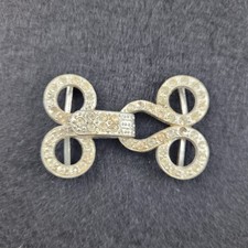 Scroll Loop Silver Tone Pot Metal Belt Buckle with Rhinestones MISSING STONES