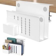 HAMOPY Desk Side Storage 2 Tier Steel Hanging Desk Organizer Magnetic Pen Holder