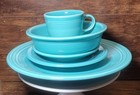 Fiesta Homer Laughlin China 5 Piece Place Setting Turquoise Blue Fiestaware