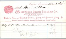 Montana Steam Cracker Co. Helena, MT 1875 Billhead Scarce Vignette