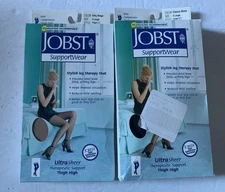 JOBST LARGE UltraSheer  Thigh High Beige &  Black Lace Top Closed Toe 8-15mmHg