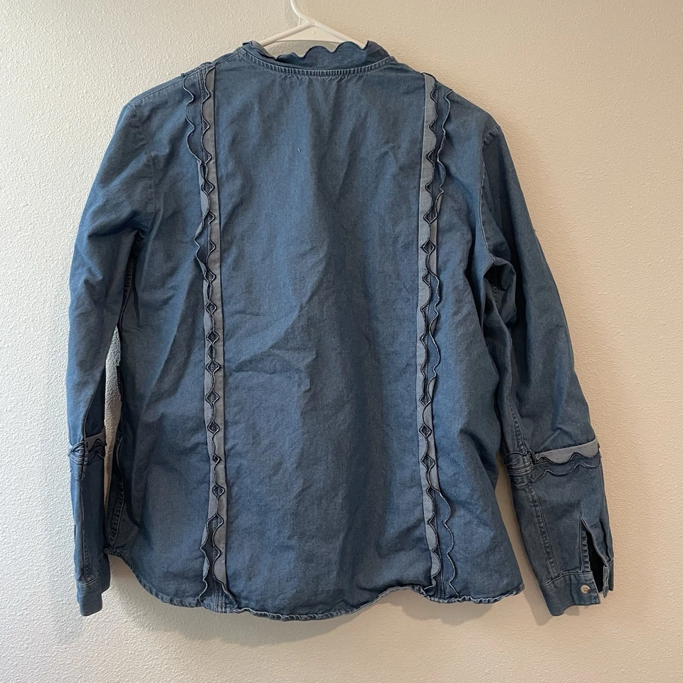 Camisa M.i.h Jeans Azul Denim Vieira Borde Botón en Excelente Estado Talla S Foto 2 de 4