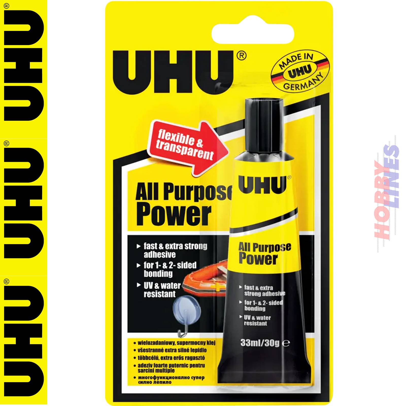 UHU ALL PURPOSE POWER Glue 33ml transparent fast & powerful adhesive 37332