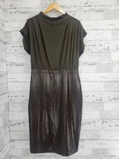 Express Conscious Edit Brown Faux Leather Croc Embossed Sheath Dress Large