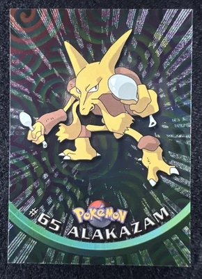 1999 Pokemon ALAKAZAM Topps TV Series 1 Edition Foil #65 Black Logo - ERROR - NM - Image 1 of 4
