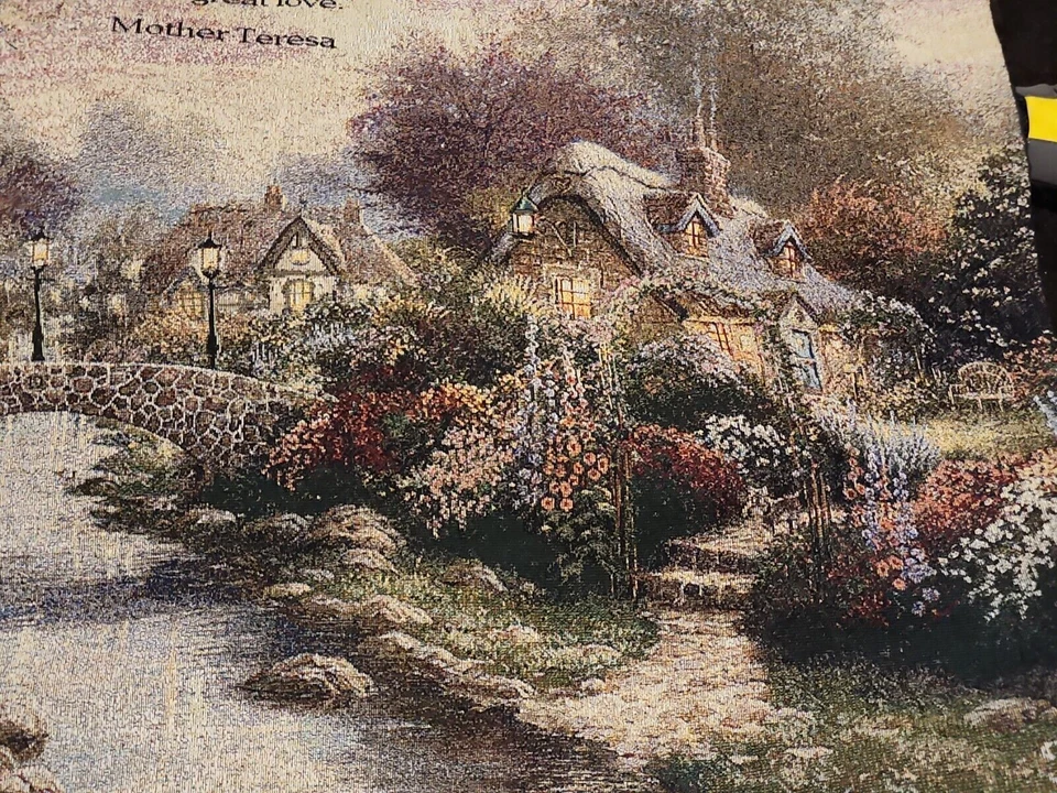 Tapeçaria Thomas Kinkade Madre Teresa Cottage luminária pendurada na parede 34x40” - Imagem 4 de 4