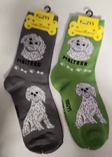 FOOZYS CANINE MALTESE DOG PUPPY SOCKS DRESS CASUAL UNISEX SOX PET 2 PAIR NEW