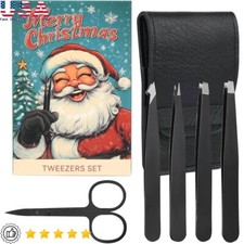 5-Pack Stainless Steel Tweezers Set W/ Curved Scissors Eyebrow Hair Removal New
