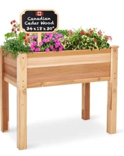 Jumbl Raised Canadian Cedar Garden Bed for Growing Fresh Herbs & Vegetables