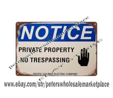 PRIVATE PROPERTY NO TRESPASSING . PG&E PACIFIC GAS AND ELECTRIC CO metal tin