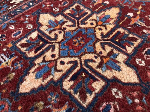 3.4x13 HERIZ RUNNER RUG ANTIQUE HANDMADE HERIZ KARAJEH SERAPI - Picture 10 of 15