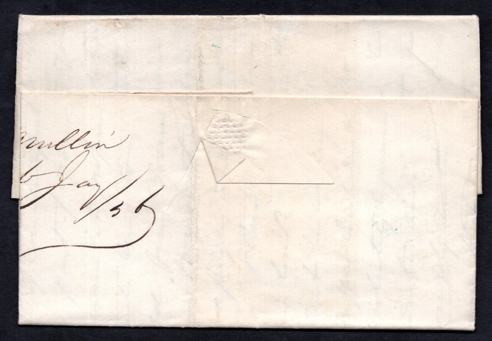 US 1846 STAMPLESS "PAID" "10" CENTS & "WATERTOWN" ALL IN BLUE ON FOLDED LETTER - Image 2 of 3