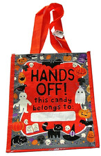 HALLOWEEN Reusable Tote Bag 10" X 9" X 6" HANDS OFF THIS CANDY BELONGS TO: