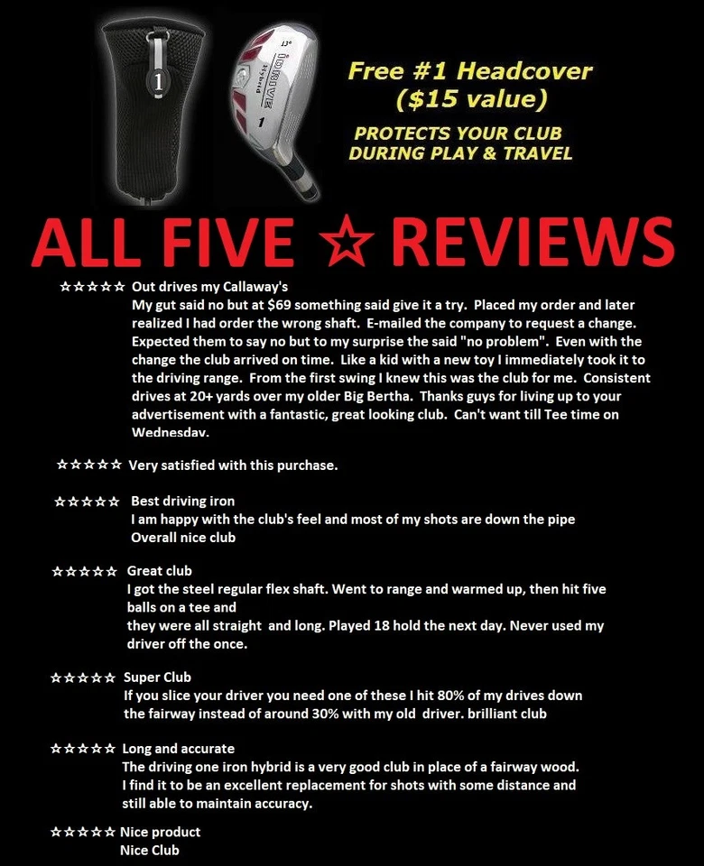 #1 DRIVING 13° i-Driver Hybrid Iron Wood Rescue Golf Club New - Image 4 of 4