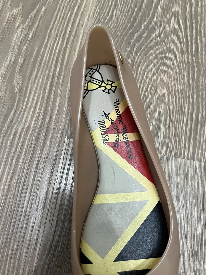 MELLISA VIVIENNE WESTWOOD ANGLOMANIA RUBBER BALLET GOLD LUX WOMAN FLATS SIZE 39 - Image 3 of 4