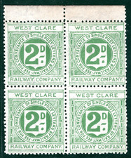 GB Ireland WEST CLARE RAILWAY Letter Stamp 2d BLOCK{4} Mint {Lacy-Spencer}RSB162