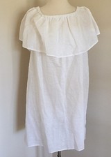 New JCrew Off The Shoulder White Linen Cotton Dress Size S F9424 