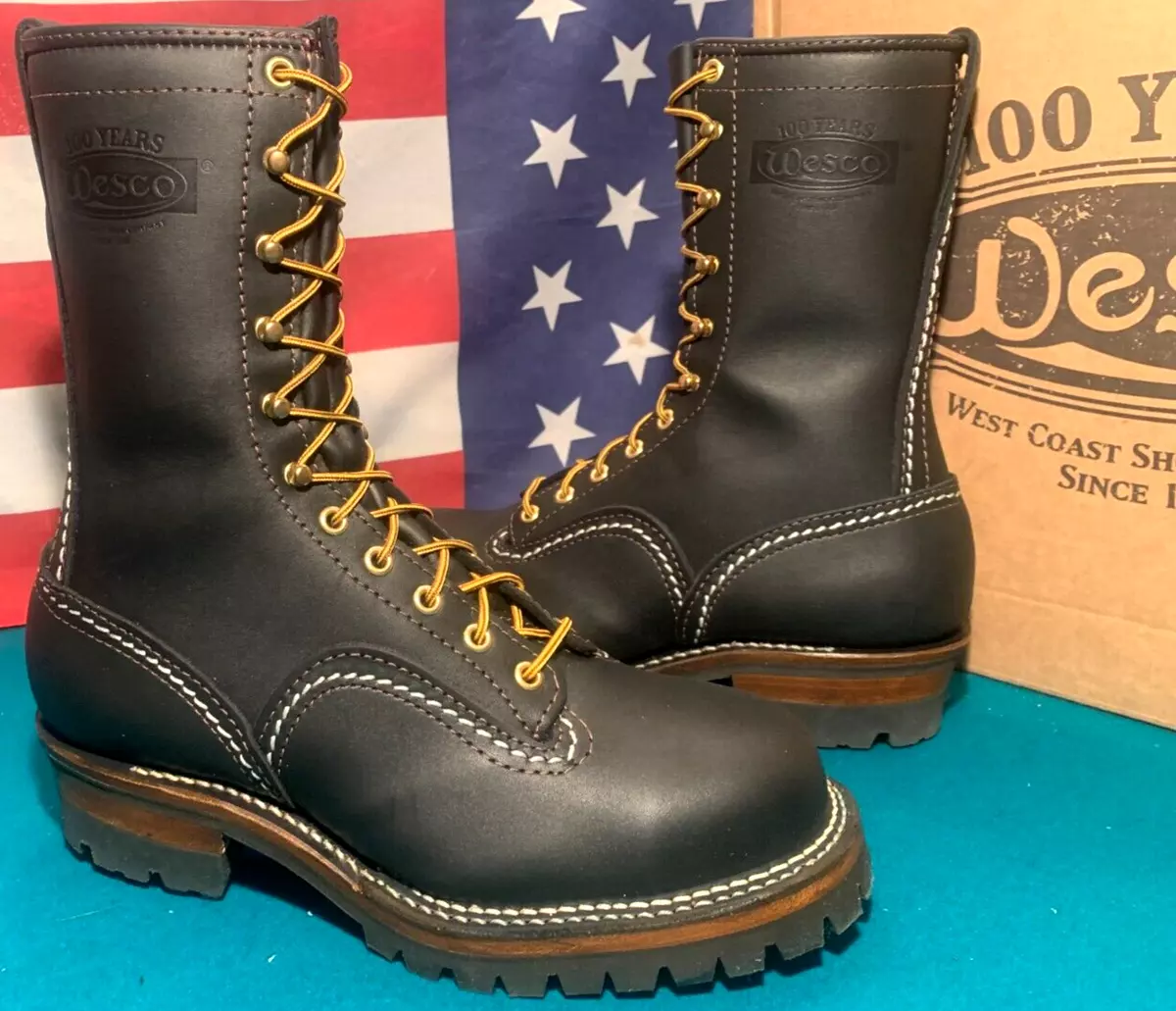 Wesco Men's Size 9 1/2 D New Jobmaster Steel Toe Logger USA Made Boots  ST510100