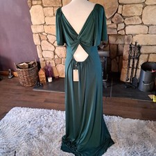 Coast Short Angel Sleeve Maxi Dress Dark Green Size 12 BNWT