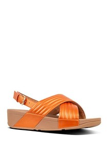 NIB FitFlop Lulu Leather Padded Back-Strap Sandals - Amber Ash - Size US 9 | eBay