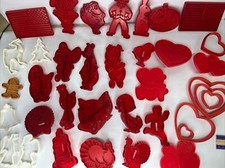 Red Plastic Cookie Cutter - Lot of 40 Christmas Halloween Holiday Vintage USA