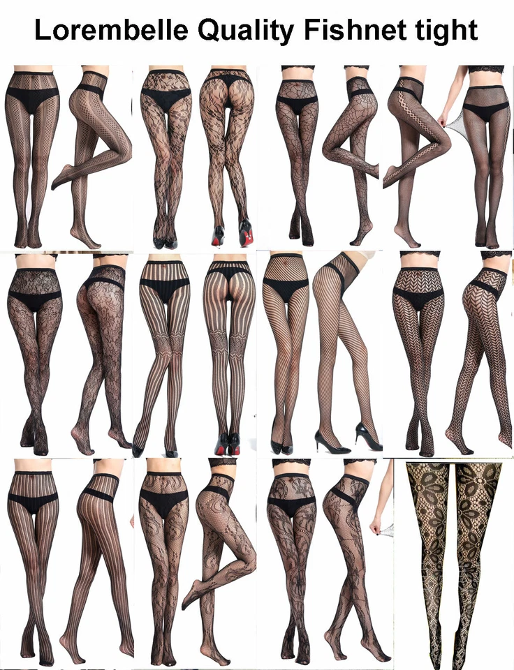 Women's Black lace Patterned sexy Fishnet tights pantyhose hosiery halloween UK