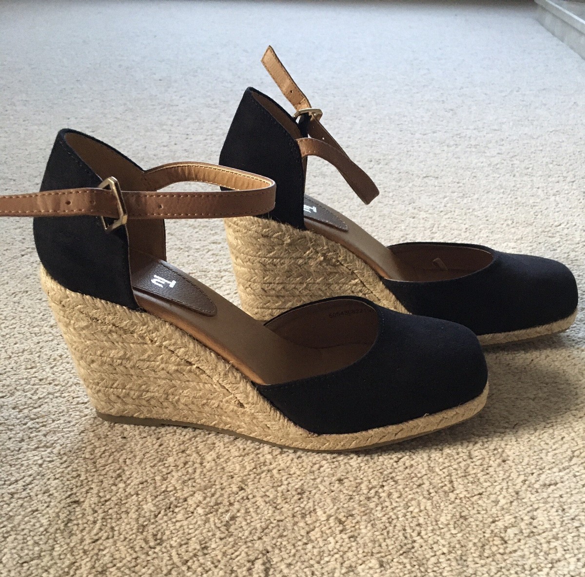 Tu Ladies Black Summer Beach Holiday Wedge Espadrilles Fashion Sandals  Shoes 3 | eBay UK