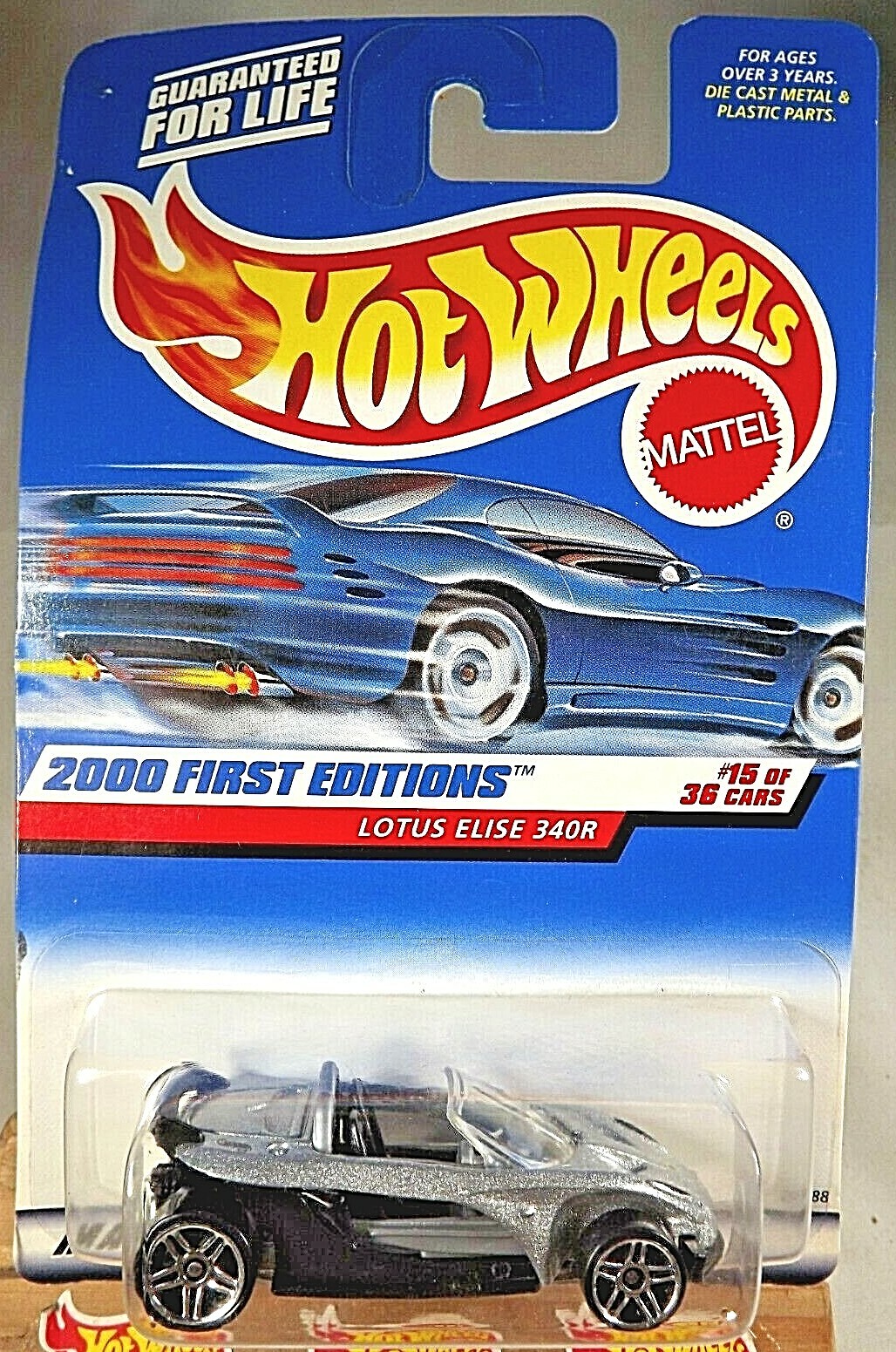 2000 Hot Wheels #75 First Editions 15/36 LOTUS ELISE 340R Silver-Black w/Pr5 Sp