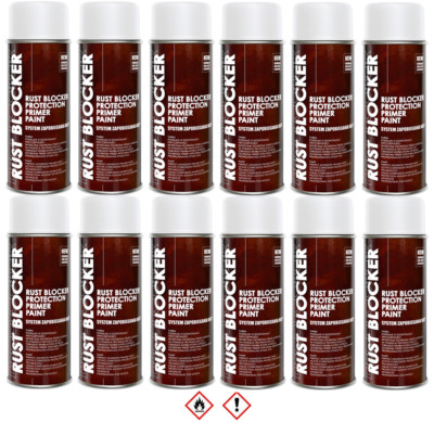 12 x 400 ml Rust Blocker 4in1 Metallschutzlack Rost Schutz weiss matt RAL 9010