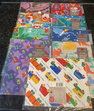 Vtg  American Greetings Gift Wrap 9 Sheets for for Boys & Girls Birthdays & More