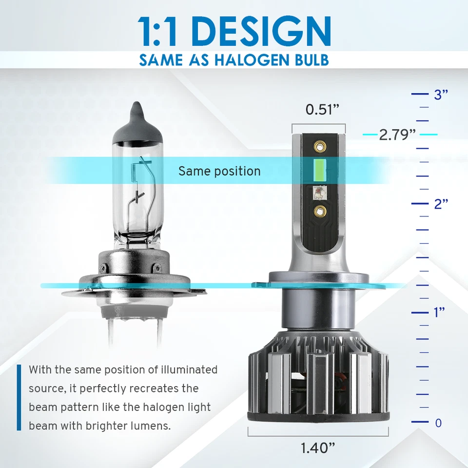 2PCS H7 LED RGB Multi-color Phone Control Headlight Fog Light DRL Bulbs - Image 3 of 4