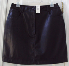 NEW TAG EXPRESS 10 BLACK FAUX-LEATHER STRAIGHT PENCIL MINI or SHORT SKIRT 80