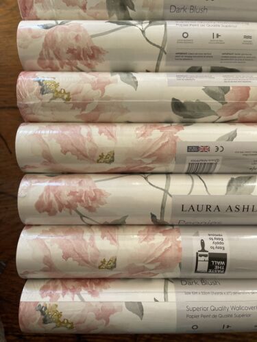 Price Per Roll Laura Ashley Peonies Dark Blush Wallpaper NEW Same Batch  Several | eBay