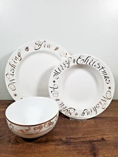 Wishing You A Merry Christmas Target Rosanna Dinnerware Set White Gold Italy X12