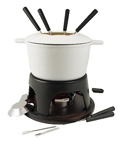 White Cast Iron Electric Fondue Sets