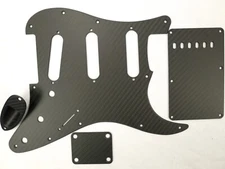 Set Real Carbon Fiber Strat Pickguard Jack Plate Tremolo Cover Neck Plate Matt