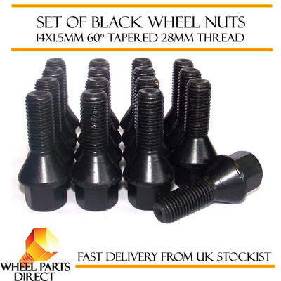 Alloy Wheel Bolts Black (16) 14x1.5 Nuts for Mercedes Vito [W639] 03-14
