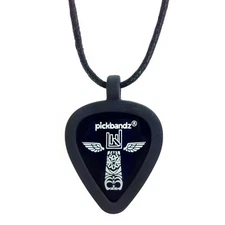 Guitar Pick Necklace Holder – Pop In Your Pick! Black Pickbandz Pendant for Guit