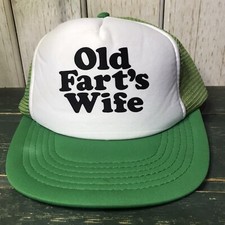 Vintage 80s Old Fart  s Wife Snapback Hat Cap Mesh Trucker Cap Green Adult A13 