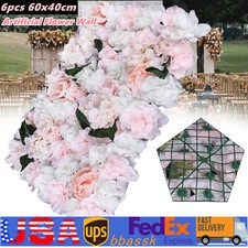 6pcs Artificial Rose Hydrangea Flower Wall Panel Wedding Venue Decor 60 x 40cm